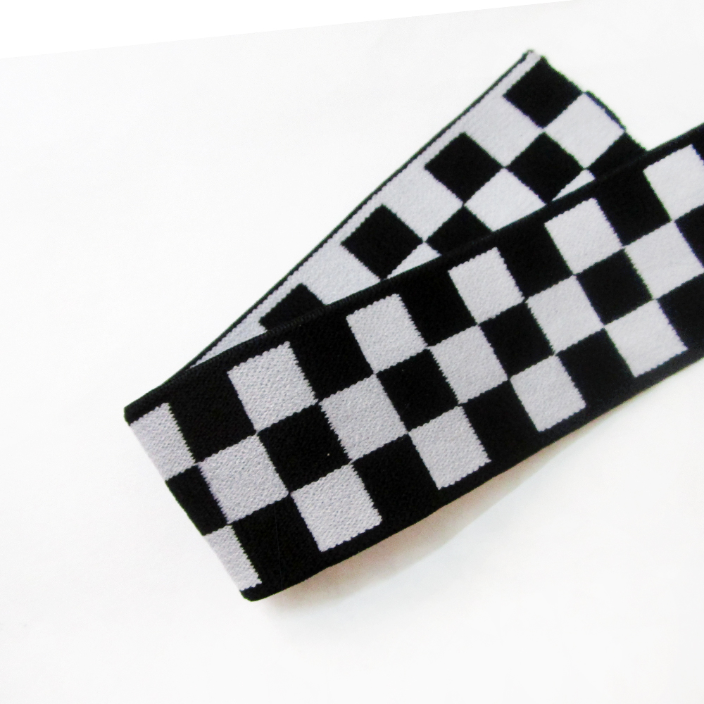 Sewing Tas - 4CM elastische band zwart wit geruit