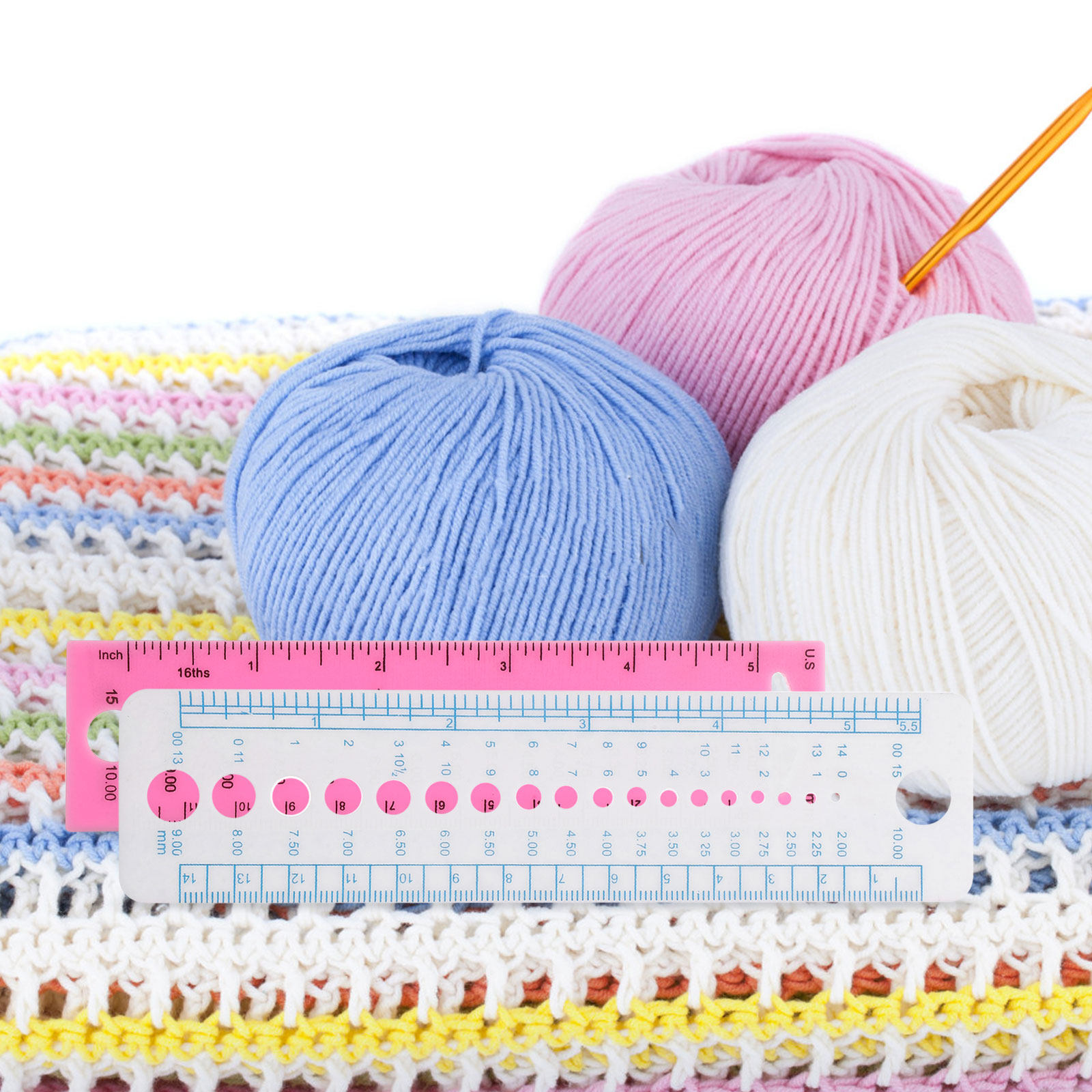 4-delige breinaaldmeter, plast - Sewing Gauge Ruler recensie en prijs