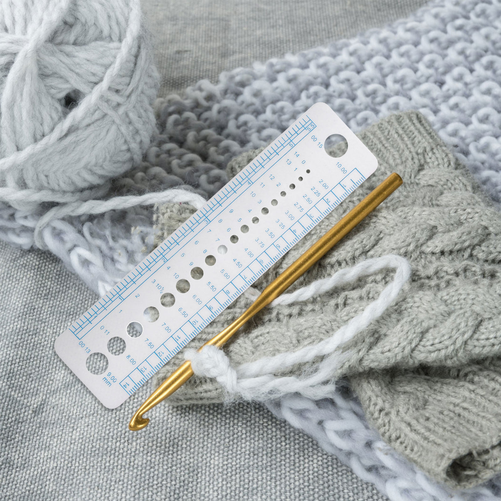 4-delige breinaaldmeter, plast - Sewing Gauge Ruler recensie en prijs