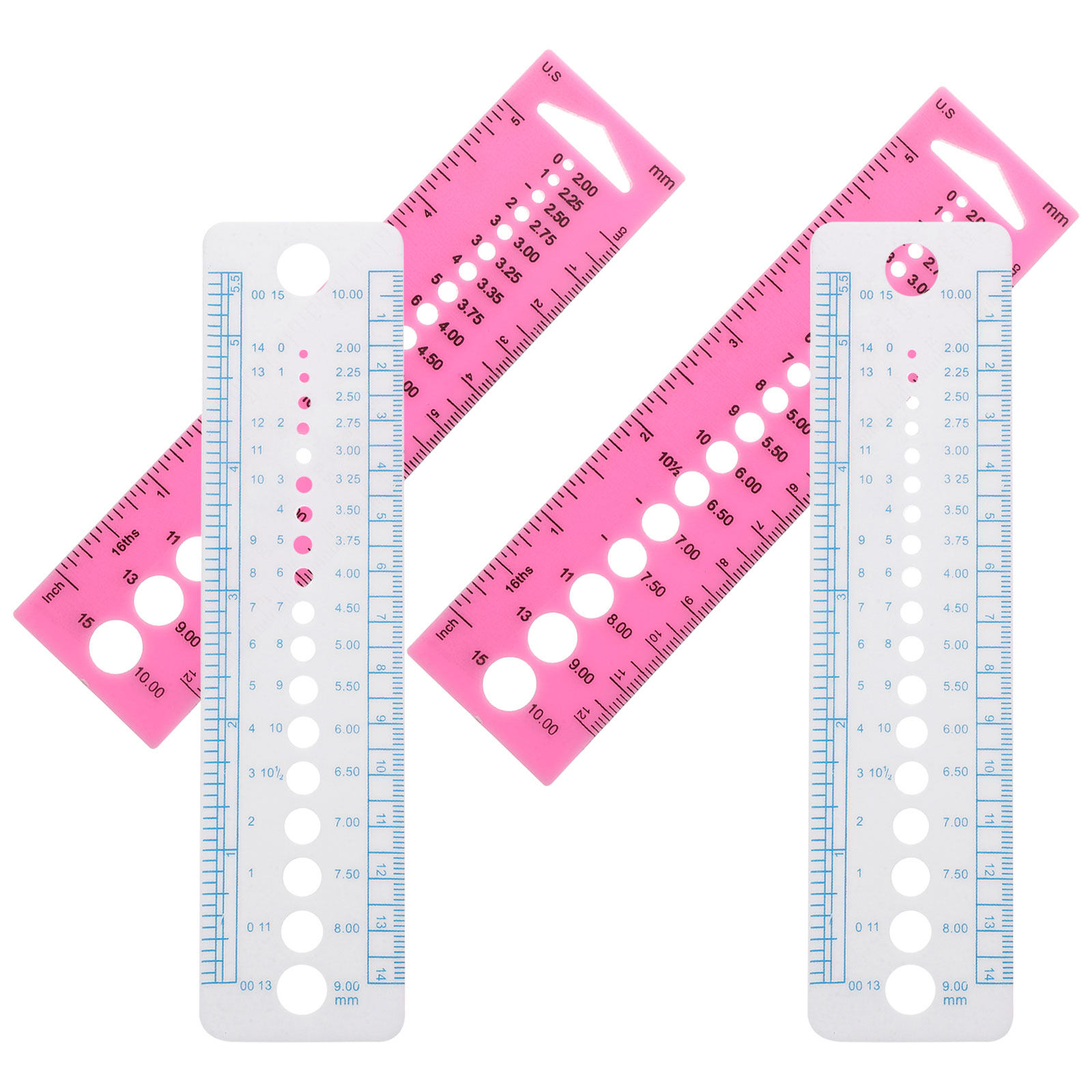 4-delige breinaaldmeter, plast - Sewing Gauge Ruler recensie en prijs